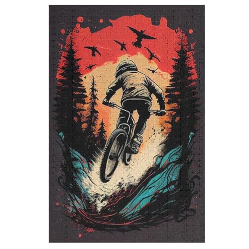 Mountainbike Puzzles 1000 Teile Erwachsener Kniffel Spaß Für Die Ganze Familie, Holzpuzzle Kinder Erwachsene, Impossible Puzzle Schwer 78×53cm von GGJJTT