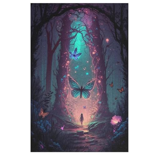 Mystisch Schmetterling Puzzles 1000 Teile Erwachsener Kniffel Spaß Für Die Ganze Familie - 1000 Puzzleteilige Motive, Holzpuzzle Kinder Erwachsene, Impossible Puzzle Schwer （78×53cm） von GGJJTT