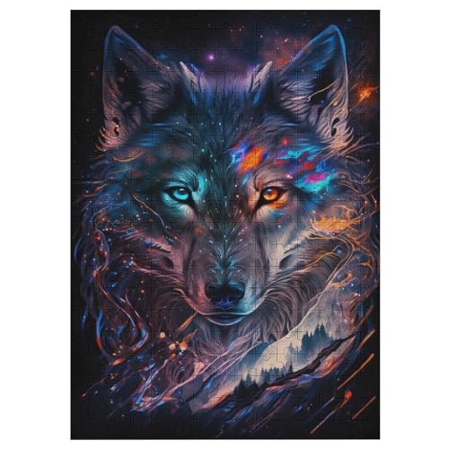 Nebelwolf Holzpuzzle 300 Teile, Knobelspiele Für Erwachsene, Teenager, Puzzles Unmögliche - Kinder Puzzle Zimmer Deko （42×30cm） von GGJJTT