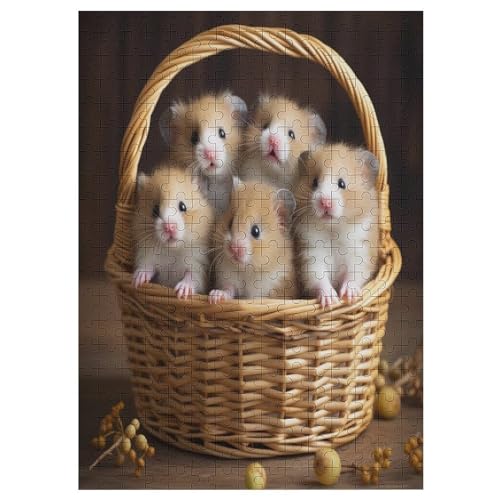 Niedlicher Hamster Puzzles 300 Teile Für Jugendliche Kreatives Holzpuzzlespielzeug Familienspiel Schwierigkeitsgrad Herausforderungspuzzles （42×30cm） von GGJJTT