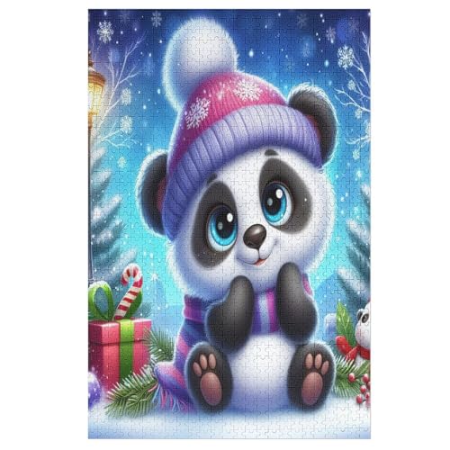 Niedlicher Panda Holzpuzzle 1000 Teile,Puzzles Für Erwachsene, Impossible Puzzle, Kinder Legespiel 78×53cm von GGJJTT