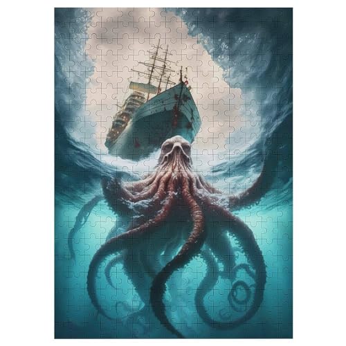 Oktopus Puzzle 300 Teile,Puzzles Für Erwachsene, Impossible Puzzle, Geschicklichkeitsspiel Für Die Ganze Familie, Puzzle Kinder,Holzpuzzle-Geschenk,Raumdekoration, （42×30cm） von GGJJTT