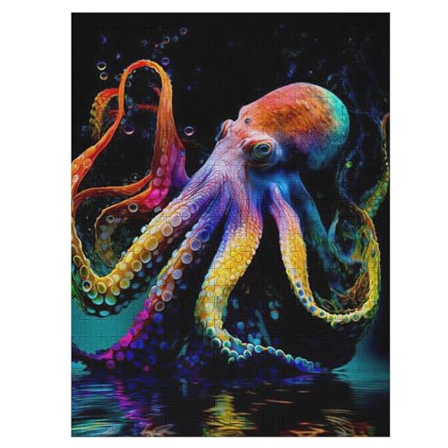 Oktopus Puzzle Für Erwachsene,500-teiliges Puzzle,Puzzle Für Erwachsene Und Kinder,Holzpuzzle,Lernspielzeug, （55×41cm） von GGJJTT