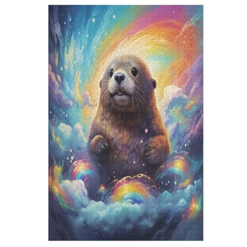 Otter,1000 Teile,Holzpuzzle,einzigartiges Puzzle,kreatives Puzzle,Geschenk Für Erwachsene,Familienspiel,Herausforderungsaktivität,（78×53cm） von GGJJTT