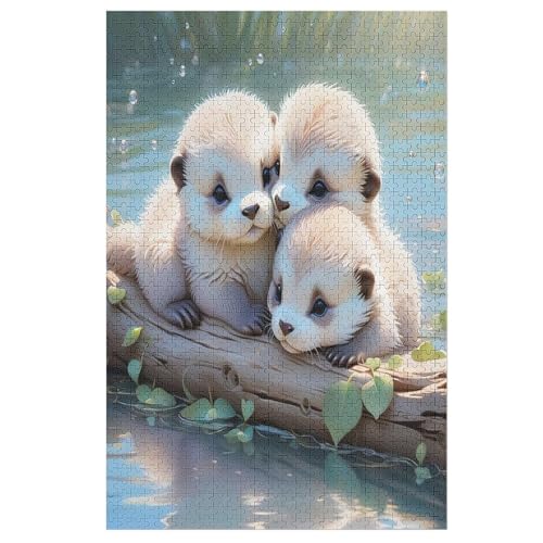 Otter 1000 Teile Puzzles, Wood Craft, Hochwertiges Modernes Puzzle, DIY, Für Erwachsene Und Kinder Ab 12 Jahren Holz, Puzzle （78×53cm） von GGJJTT