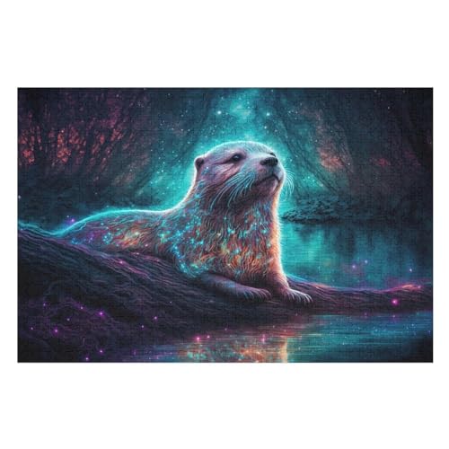 Otter Holzpuzzle Erwachsene - 1000 Teiliges Jigsaw Knobelspiel - Puzzle Für Erwachsene & Kinder - Outdoor & Reisespielzeug - Geduldspiel （75×50cm） von GGJJTT