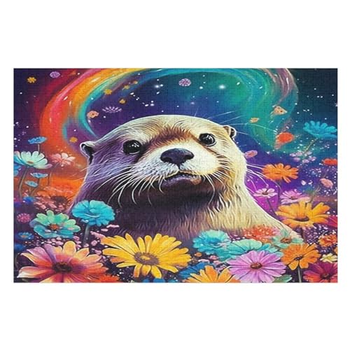 Otter Holzpuzzle Für Erwachsene Teenager Stress Abbauen Familien-Puzzlespiel Poster 1000-teiliges Puzzle Kinder Lernspiel 78×53cm von GGJJTT