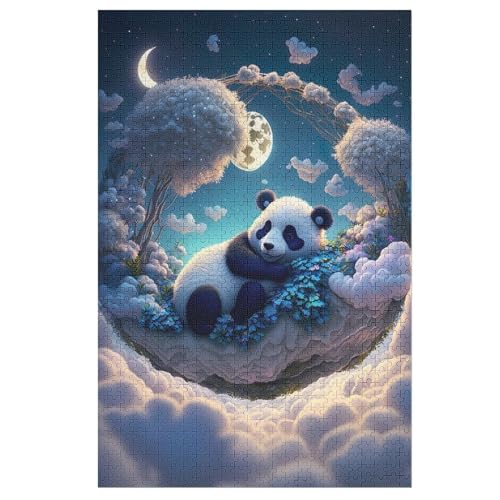 Panda 1000 Teile Puzzle Für Erwachsene, Herausforderung Puzzles - Familienpuzzle Verringerter Druck Schwieriges Puzzle Rahmen Holzpuzzle Für Erwachsene Kinder 12+ （78×53cm） von GGJJTT