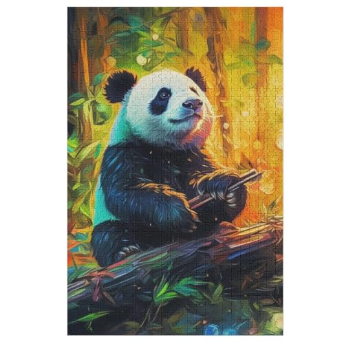 Panda 1000 Teile Puzzles Für Erwachsene, Impossible Puzzle, Geschicklichkeitsspiel Für Die Ganze Familie, Kinder Holzpuzzle 78×53cm von GGJJTT