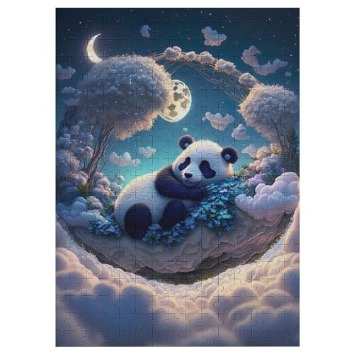 Panda 300 Teile Puzzle Für Erwachsene, Herausforderung Puzzles - Familienpuzzle Verringerter Druck Schwieriges Puzzle Rahmen Holzpuzzle Für Erwachsene Kinder 12+ （42×30cm） von GGJJTT