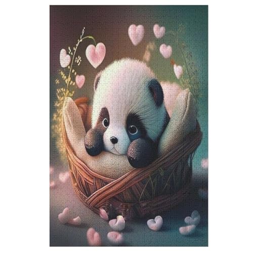 Panda Holzpuzzle 1000 Stück Puzzles Für Erwachsene Teenager Stress Abbauen Familien-Puzzlespiel Poster 1000-teiliges Puzzle Kinder Lernspiel Spielzeug Geschenk （78×53cm） von GGJJTT