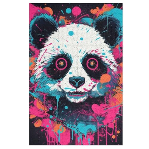 Panda -Puzzle, 1000 Teile,Holzpuzzle Für Erwachsene Kinder, Lustiges Spielzeug, Denkspiel, Spielzeug, Bildungsspiel, Herausforderung, Pädagogisch, （78×53cm） von GGJJTT