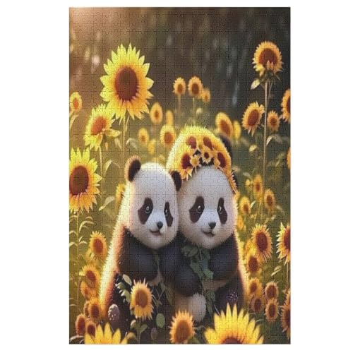 Panda -Puzzle, 1000 Teile,Holzpuzzle Für Erwachsene Kinder, Lustiges Spielzeug, Denkspiel, Spielzeug, Bildungsspiel, Herausforderung, Pädagogisch, （78×53cm） von GGJJTT