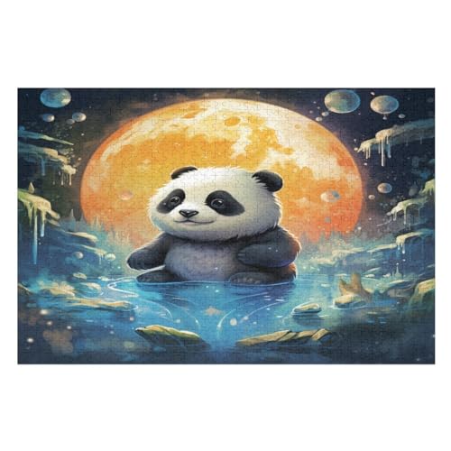 Panda – Puzzle 1000 Teile, Holzpuzzle, Herausforderndes Geschicklichkeitsspiel Für Die Ganze Familie, Kinder Erwachsenenpuzzle Ab 12 Jahren （75×50cm） von GGJJTT