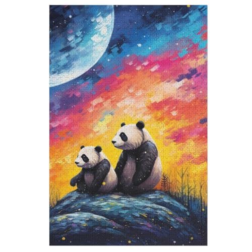 Panda Puzzle 1000 Teile, Holzpuzzle Für Erwachsene Kinder, Impossible Puzzles, Geschicklichkeitsspiel Für Die Ganze Familie 78×53cm von GGJJTT