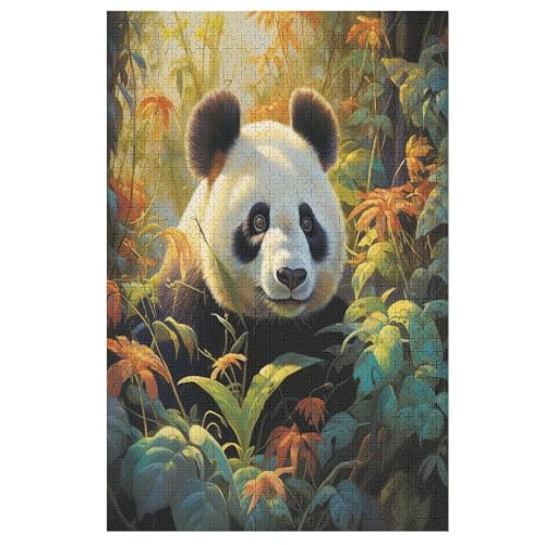 Panda Puzzles 1000 Teile Für Jugendliche Kreatives Holzpuzzlespielzeug Familienspiel Schwierigkeitsgrad Herausforderungspuzzles （78×53cm） von GGJJTT