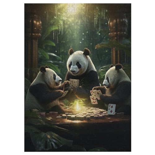 Panda Puzzles 300 Teile Erwachsener Kniffel Spaß Für Die Ganze Familie - 300 Puzzleteilige Motive, Holzpuzzle Kinder Erwachsene, Impossible Puzzle Schwer （42×30cm） von GGJJTT