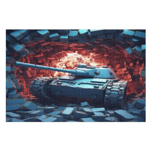 Panzer 1000 Teile Puzzles, Wood Craft, Hochwertiges Modernes Puzzle, DIY, Für Erwachsene Und Kinder Ab 12 Jahren Holz, Puzzle （75×50cm） von GGJJTT