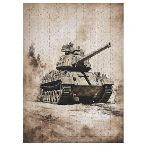 Panzer Puzzle 300 Teile, Holzpuzzle Für Erwachsene, Impossible Puzzle, Geschicklichkeitsspiel Für Die Ganze Familie, Puzzle Farbenfrohes Legespiel Kinder Puzzles （42×30cm） von GGJJTT