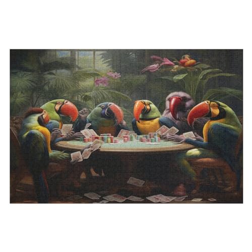 Papagei Holzpuzzle 1000 Teile,Puzzles Für Erwachsene, Impossible Puzzle, Geschicklichkeitsspiel Für Die Ganze Familie,Home Dekoration Puzzle, Puzzle Kinder Legespiel （75×50cm） von GGJJTT