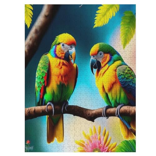 Parrot Holzpuzzle 500 Teile,Puzzles Für Erwachsene, Impossible Puzzle, GesKükenlichkeitsspiel Für Die Ganze Familie,Home Dekoration Puzzle, Puzzle Kinder Legespiel （55×41cm） von GGJJTT