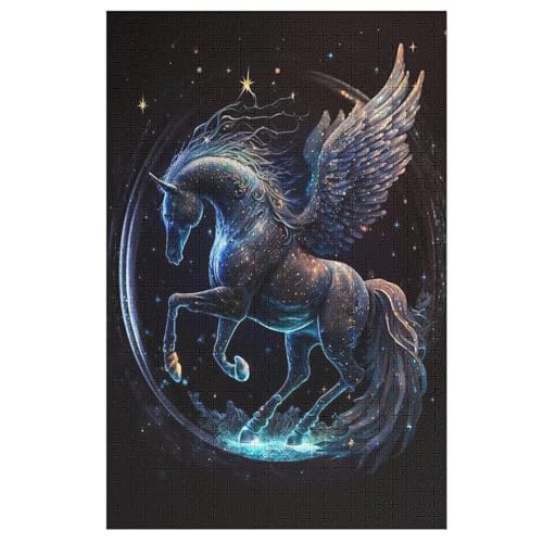 Pegasus Puzzle 1000 Teile, Holzpuzzle Für Erwachsene, Impossible Puzzle, Geschicklichkeitsspiel Für Die Ganze Familie, Puzzle Farbenfrohes Legespiel Kinder Puzzles （78×53cm） von GGJJTT