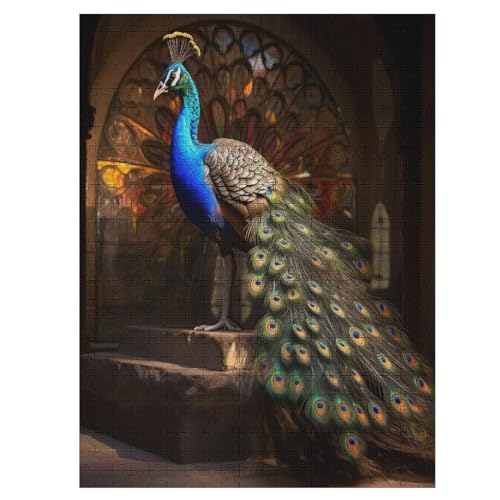 Pfau – Puzzle 500 Teile, Holzpuzzle, Herausforderndes Geschicklichkeitsspiel Für Die Ganze Familie, Kinder Erwachsenenpuzzle Ab 12 Jahren （55×41cm） von GGJJTT