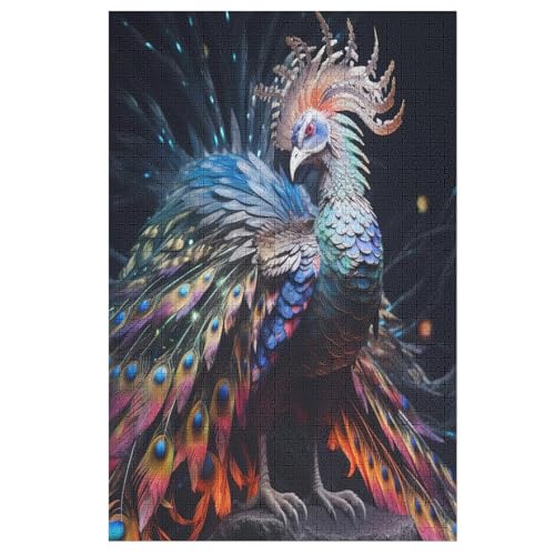 Pfau Puzzles 1000 Teile Erwachsener Kniffel Spaß Für Die Ganze Familie, Holzpuzzle Kinder Erwachsene, Impossible Puzzle Schwer （78×53cm） von GGJJTT