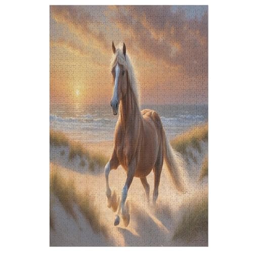 Horse 1000 Teile Premium-Puzzles Für Erwachsene Kinder- Holzpuzzles Spaß Und Lernspiele - Perfekte Puzzle-Geschenke （78×53cm） von GGJJTT