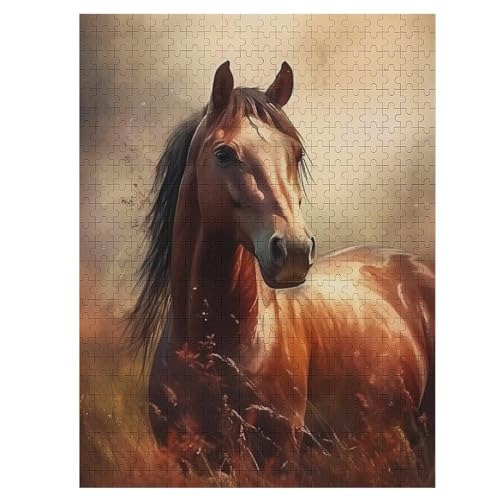 Pferd 500 Teile Premium-Puzzles Für Erwachsene Kinder- Holzpuzzles Spaß Und Lernspiele - Perfekte Puzzle-Geschenke （55×41cm） von GGJJTT