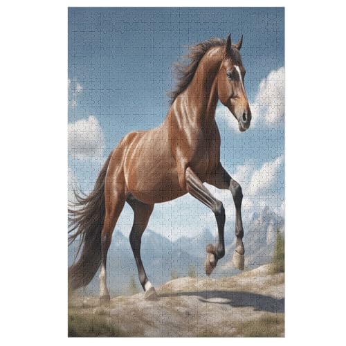 Pferd Holzpuzzle 1000 Teile, Knobelspiele Für Erwachsene, Teenager, Puzzles Unmögliche - Kinder Puzzle Zimmer Deko （78×53cm） von GGJJTT