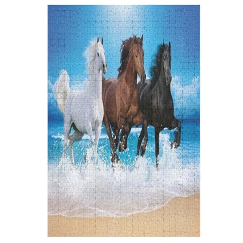 Pferd Puzzle 1000 Teile, Holzpuzzle Für Erwachsene Kinder, Impossible Puzzles, Geschicklichkeitsspiel Für Die Ganze Familie 78×53cm von GGJJTT