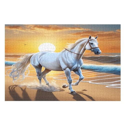 Horse Puzzles 1000 Teile Erwachsener Kniffel Spaß Für Die Ganze Familie, Holzpuzzle Kinder Erwachsene, Impossible Puzzle Schwer 78×53cm von GGJJTT