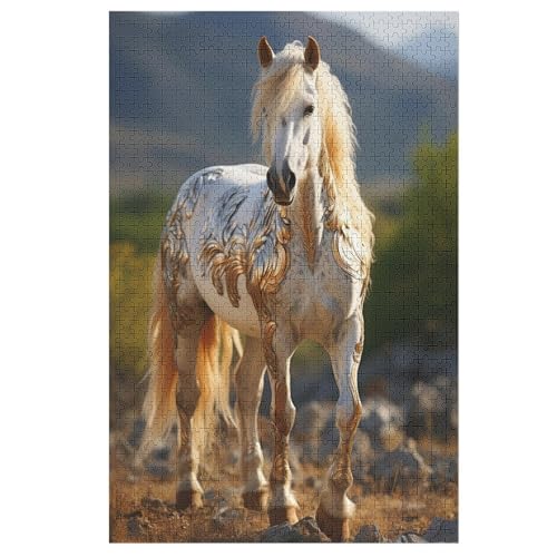 Horse Puzzles 1000 Teile Erwachsener Kniffel Spaß Für Die Ganze Familie, Holzpuzzle Kinder Erwachsene, Impossible Puzzle Schwer 78×53cm von GGJJTT