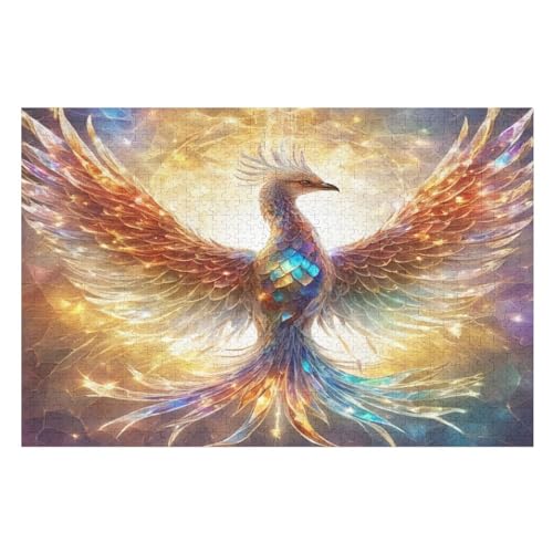 Phönix 1000 Teile Holzpuzzle,einzigartiges Puzzle, Geschenk Für Erwachsene,Familienspiel,Herausforderungsaktivität,78×53cm von GGJJTT