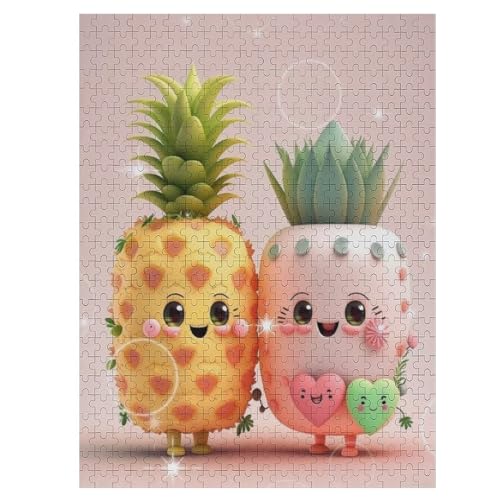 Pineapple Family Puzzle 500 Teile, Holzpuzzle Für Erwachsene, Impossible Puzzle, GesKükenlichkeitsspiel Für Die Ganze Familie, Puzzle Farbenfrohes Legespiel Kinder Puzzles （55×41cm） von GGJJTT