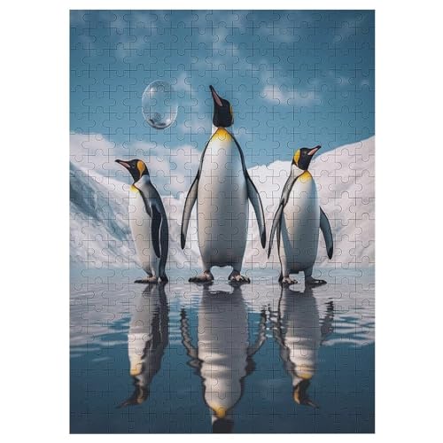 Pinguin Holzpuzzle 300 Teile, Knobelspiele Für Erwachsene, Teenager, Puzzles Unmögliche - Kinder Puzzle Zimmer Deko （42×30cm） von GGJJTT