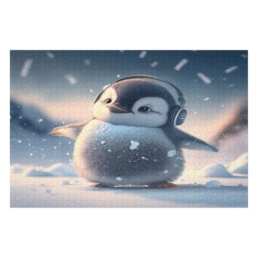 Pinguin Puzzles 1000 Teile Erwachsener Kniffel Spaß Für Die Ganze Familie, Holzpuzzle Kinder Erwachsene, Impossible Puzzle Schwer 78×53cm von GGJJTT