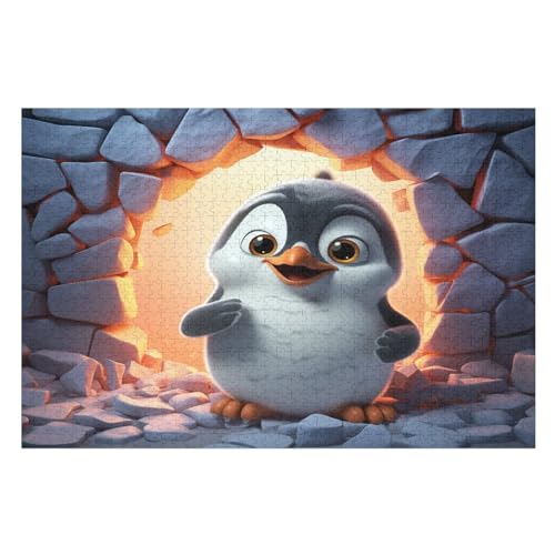 Pinguin Puzzles 1000 Teile Erwachsener Kniffel Spaß Für Die Ganze Familie - 1000 Puzzleteilige Motive, Holzpuzzle Kinder Erwachsene, Impossible Puzzle Schwer （75×50cm） von GGJJTT