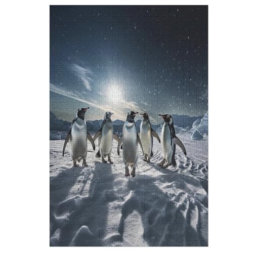 Pinguins 1000 Teile Premium-Puzzles Für Erwachsene Kinder- Holzpuzzles Spaß Und Lernspiele - Perfekte Puzzle-Geschenke 78×53cm von GGJJTT