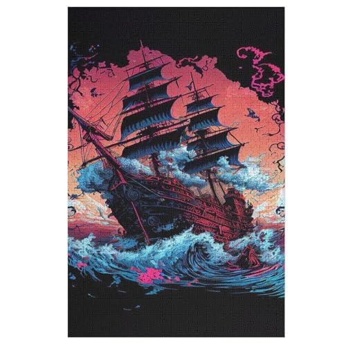 Piratenschiff,Boat Holzpuzzle Erwachsene - 1000 Teiliges Jigsaw Knobelspiel - Puzzle Für Erwachsene & Kinder - Outdoor & Reisespielzeug - Geduldspiel （78×53cm） von GGJJTT