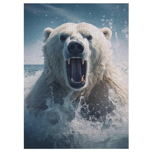 Polar Bär Puzzle 300 Teile,Puzzles Für Erwachsene, Impossible Puzzle, Geschicklichkeitsspiel Für Die Ganze Familie, Puzzle Kinder,Holzpuzzle-Geschenk,Raumdekoration, （42×30cm） von GGJJTT