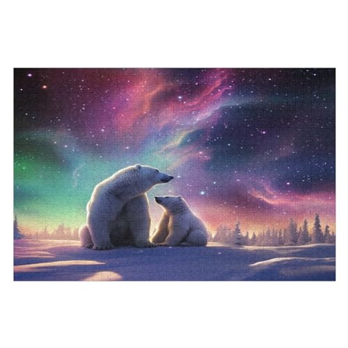 Polar Bär Puzzles 1000 Teile Erwachsener Kniffel Spaß Für Die Ganze Familie - 1000 Puzzleteilige Motive, Holzpuzzle Kinder Erwachsene, Impossible Puzzle Schwer （75×50cm） von GGJJTT