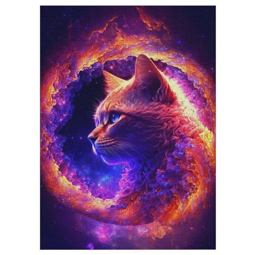 Psychedelic Katze Puzzles 300 Teile Erwachsener Kniffel Spaß Für Die Ganze Familie - 300 Puzzleteilige Motive, Holzpuzzle Kinder Erwachsene, Impossible Puzzle Schwer （42×30cm） von GGJJTT