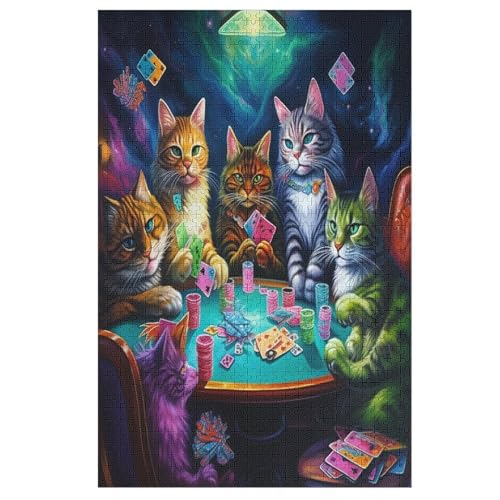 Puzzle 1000 Teile Erwachsene Cute Katze Holzpuzzle Für Erwachsene Lernspiel Herausforderungsspielzeug 1000-teilige The Puzzles Für Erwachsene Kinder （78×53cm） von GGJJTT