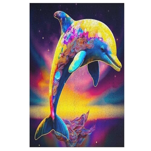 Puzzle 1000 Teile Erwachsene Delfin Holzpuzzle Für Erwachsene Lernspiel Herausforderungsspielzeug 1000-teilige The Puzzles Für Erwachsene Kinder （78×53cm） von GGJJTT