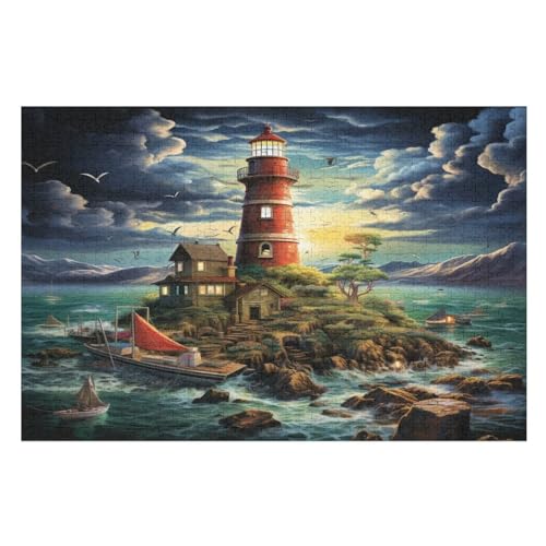 Puzzle 1000 Teile Erwachsene Leuchttürme an der Küste Holzpuzzle Für Erwachsene Lernspiel Herausforderungsspielzeug 1000-teilige The Puzzles Für Erwachsene Kinder （75×50cm） von GGJJTT