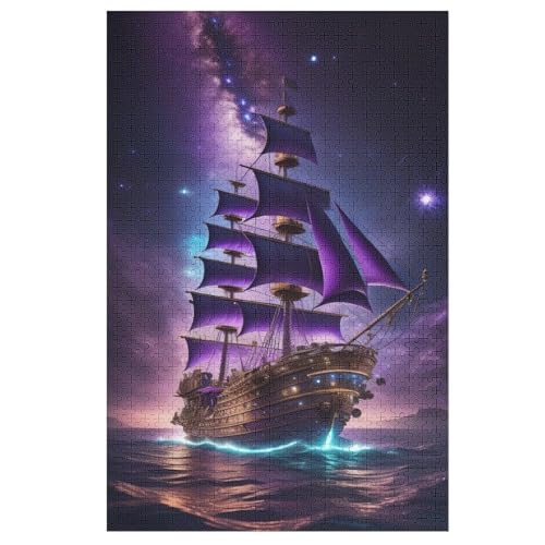 Puzzle 1000 Teile Piratenschiff, Boot Holzpuzzle Für Erwachsene Lernspiel Herausforderungsspielzeug The Puzzles Für Erwachsene Kinder （78×53cm） von GGJJTT