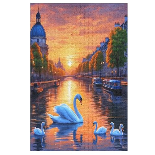 Puzzle 1000 Teile Schwan Holzpuzzle Für Erwachsene Lernspiel Herausforderungsspielzeug The Puzzles Für Erwachsene Kinder （78×53cm） von GGJJTT