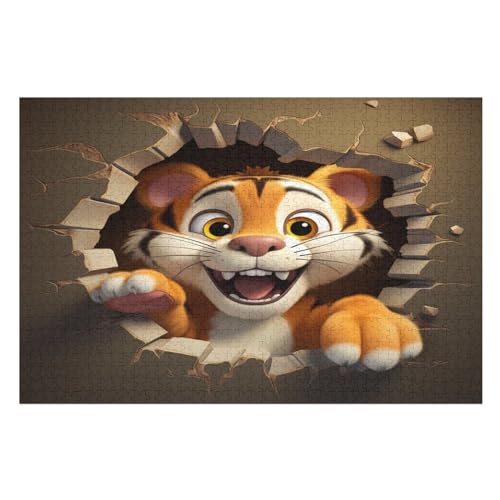 Puzzle 1000 Teile Tiger Holzpuzzle Für Erwachsene Lernspiel Herausforderungsspielzeug The Puzzles Für Erwachsene Kinder 78×53cm von GGJJTT